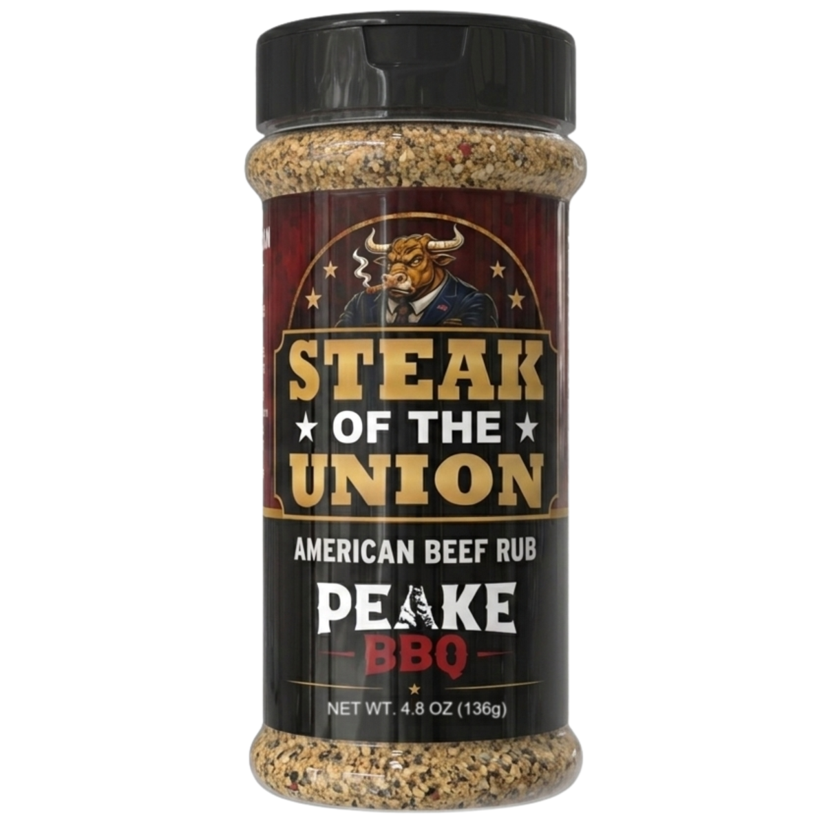 Steak of the Union beef rub bottle, Peake BBQ